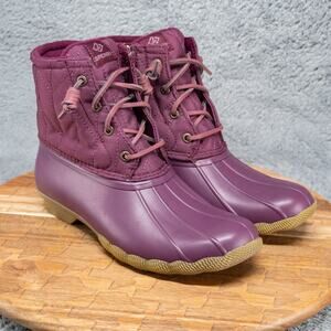 NEW! Sperry Women's Saltwater SeaCycled Nylon Duck Boots Size 8.5 Purple
